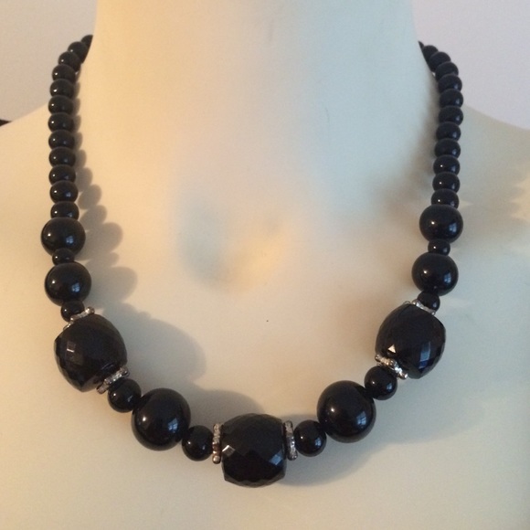 Black faux onyx necklace