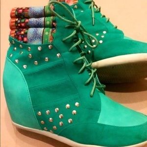 Unique Bohemian Studded Heeled Sneakers