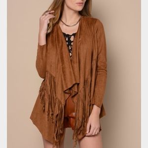 brown fringe cardigan