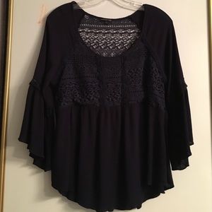 Navy peasant blouse