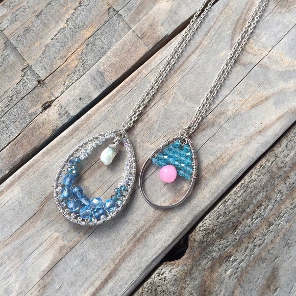 Keshi Pearl &Teardrop Necklace - Picture 2 of 5