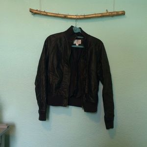 Faux Leather Bomber Jacket