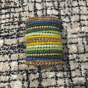 Fun green, gold, and blue bracelet!