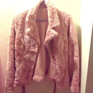 Vintage pink faux fur coat