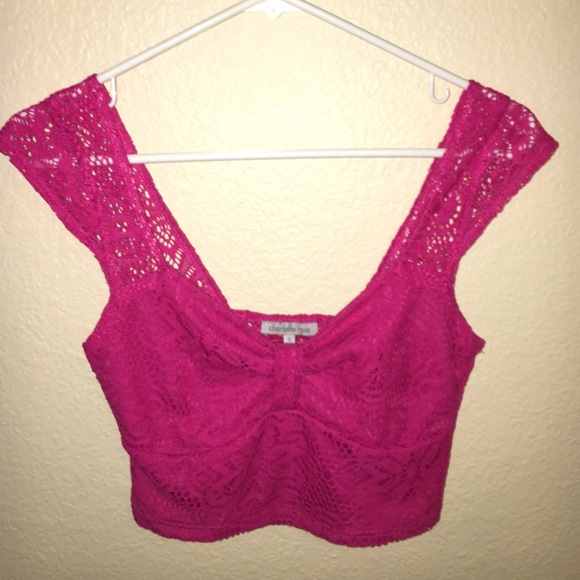Pink lace crop top