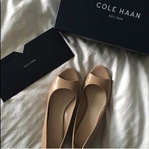 Cole Haan Elise Peep Toe Low Wedge