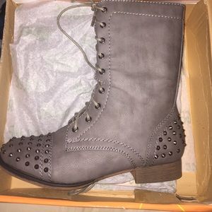Grey Studded Combat Boots. Never Worn!