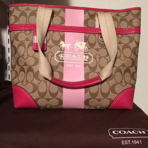 COACH Heritage Pink Stripe Tote