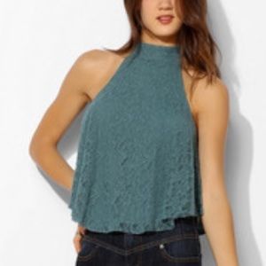 Kimchi Blue•Lacey Love High-Neck Tank in Turquoise
