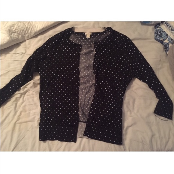 Black and white J Crew polka dot Clare sweater