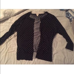 Black and white J Crew polka dot Clare sweater