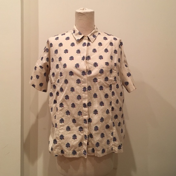 Boxy button up patterned shirt Madewell