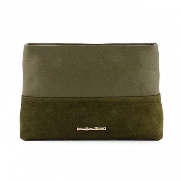 Elaine Turner Drew Olive Leather Clutch