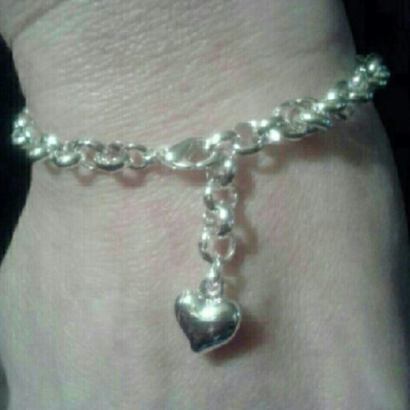 SALE New 925S/Rhodium Rolo Chain/Heart *Adjust Br - Picture 2 of 3