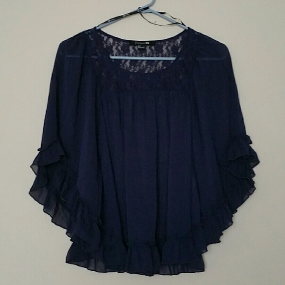 Forever 21 Navy Batwing Top
