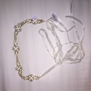 David's Bridal Gold Rhinestoned Headband