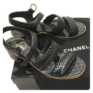 Authentic Chanel Chain Weave Sandals