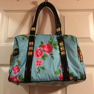 Blue pink roses handbag--Betsey Johnson