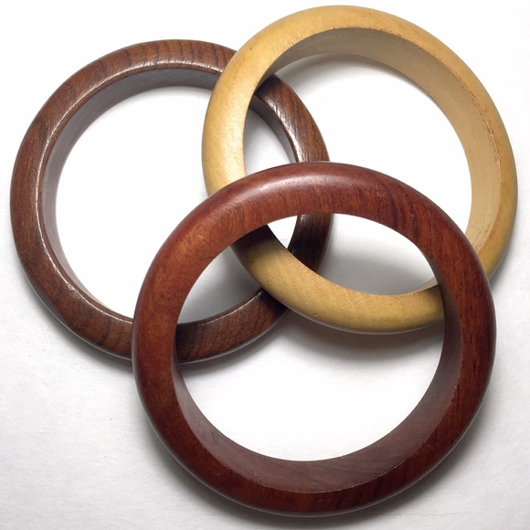 B2G1 SALE VINTAGE 3 Wooden Bangle Bracelets