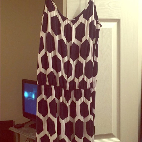 White & navy romper! Size large