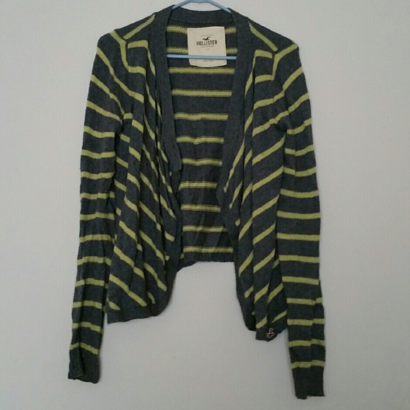 Hollister Gray and Neon Green Cardigan