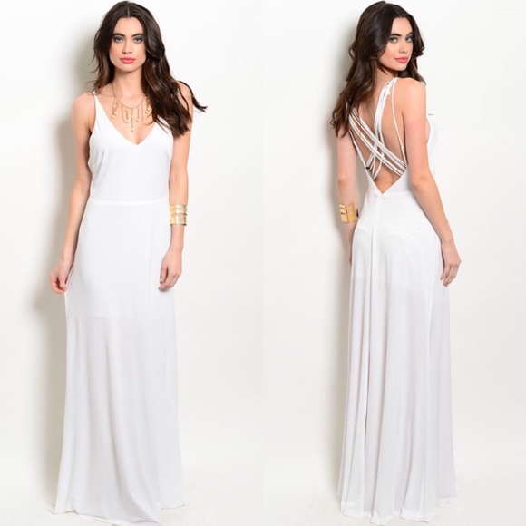 🎉CLEARANCE🎉White Goddess Strappy Back Maxi Dress - Picture 2 of 2