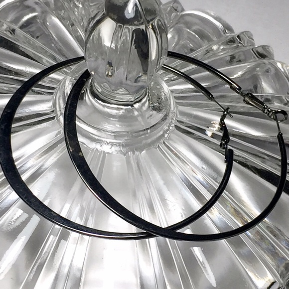 B2G1 SALE Gun Metal Gray Big Hoop Earrings