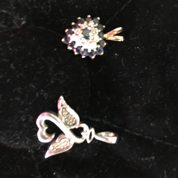 Real sapphire and angel diamond pendants