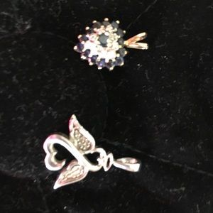 Real sapphire and angel diamond pendants