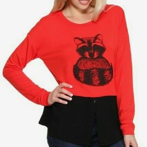 Raccoon Contrast Top