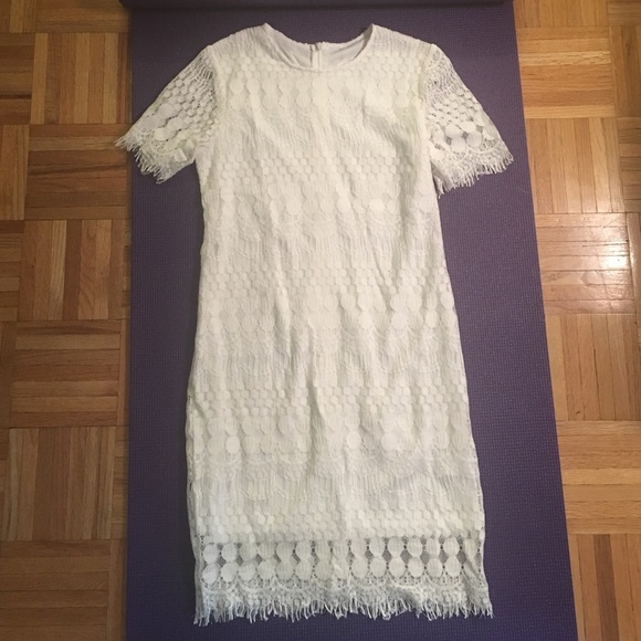 White Lace crew neck dress