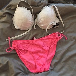 lace bikini, strapless bikini and multi-way bra
