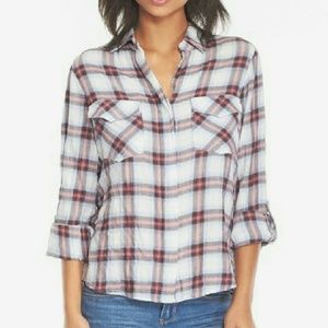 Plaid Zip Shoulder Top