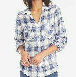 Plaid Zip Shoulder Top