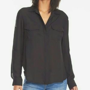 Zip Shoulder Button Down