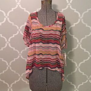 Annalee + Hope sheer high low blouse M Medium NWT
