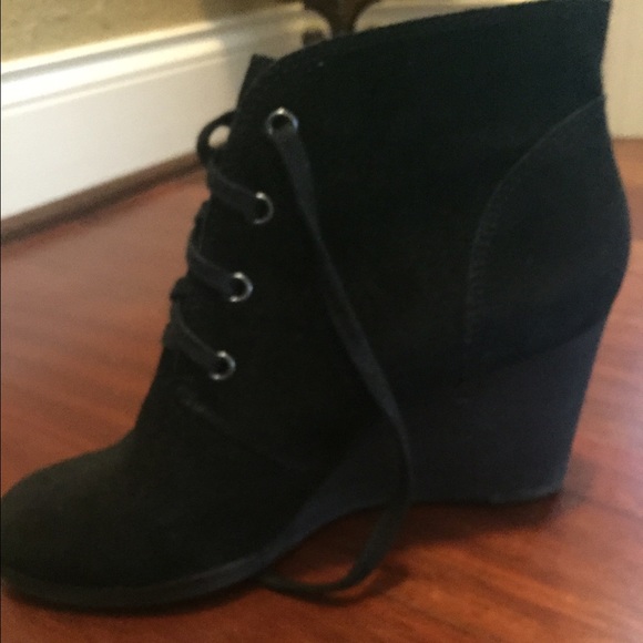 Black wedge booties