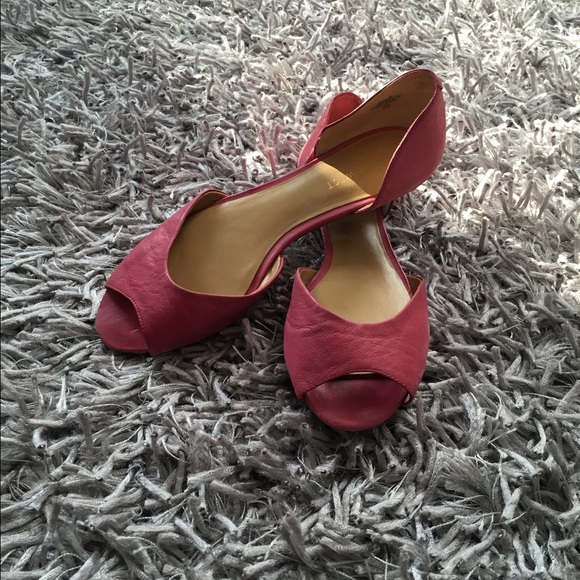 Nine West pink peep toe flat.