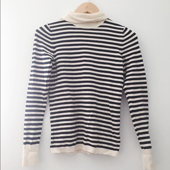 Navy & Ivory Cowl Neck Sweater