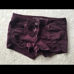 American eagle maroon jean shorts