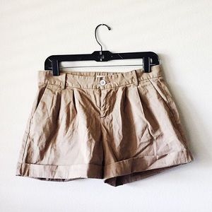 Taupe Pleated Shorts