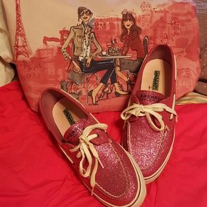 Size 10 sparkly pink sperrys