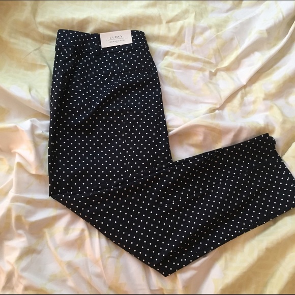 Ann Taylor Navy & White Polka Dot Cropped Pant