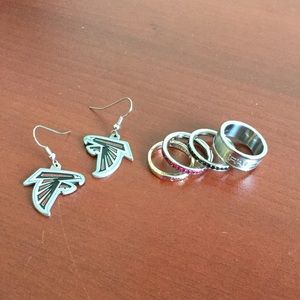 Falcons earrings and rings
