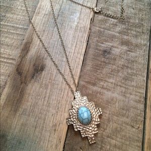 Long turquoise pendant necklace
