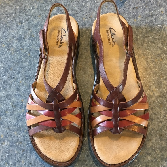 Clarks bendables leather sandals, never worn