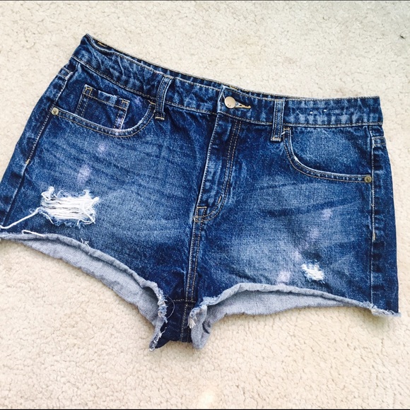 High-waisted denim shorts