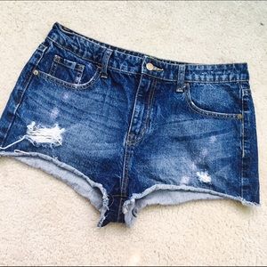 High-waisted denim shorts