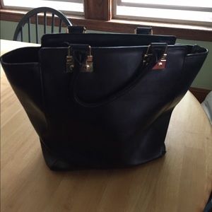 Leather black work bag