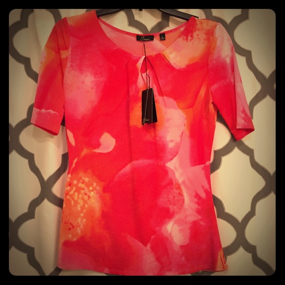 Pink and orange blouse.